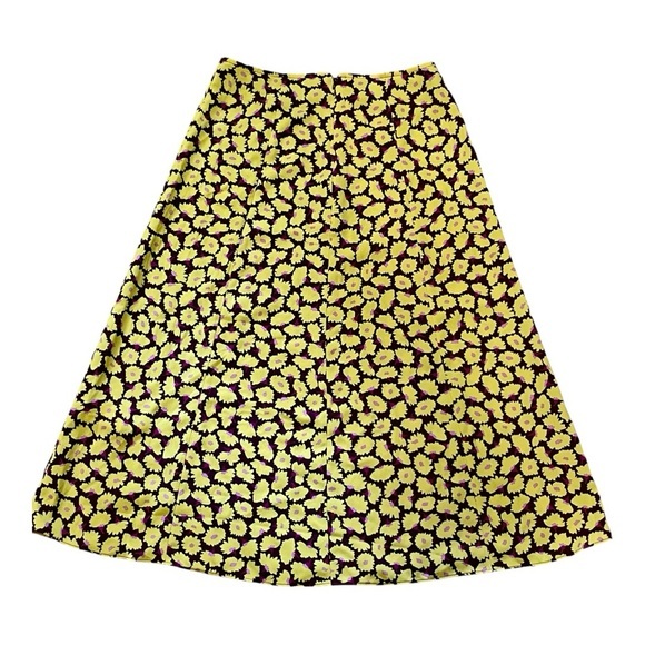 Kate Spade Sunny Bloom Daisy Midi Skirt Yellow‎ / Brown - Size 00 - Picture 2 of 5